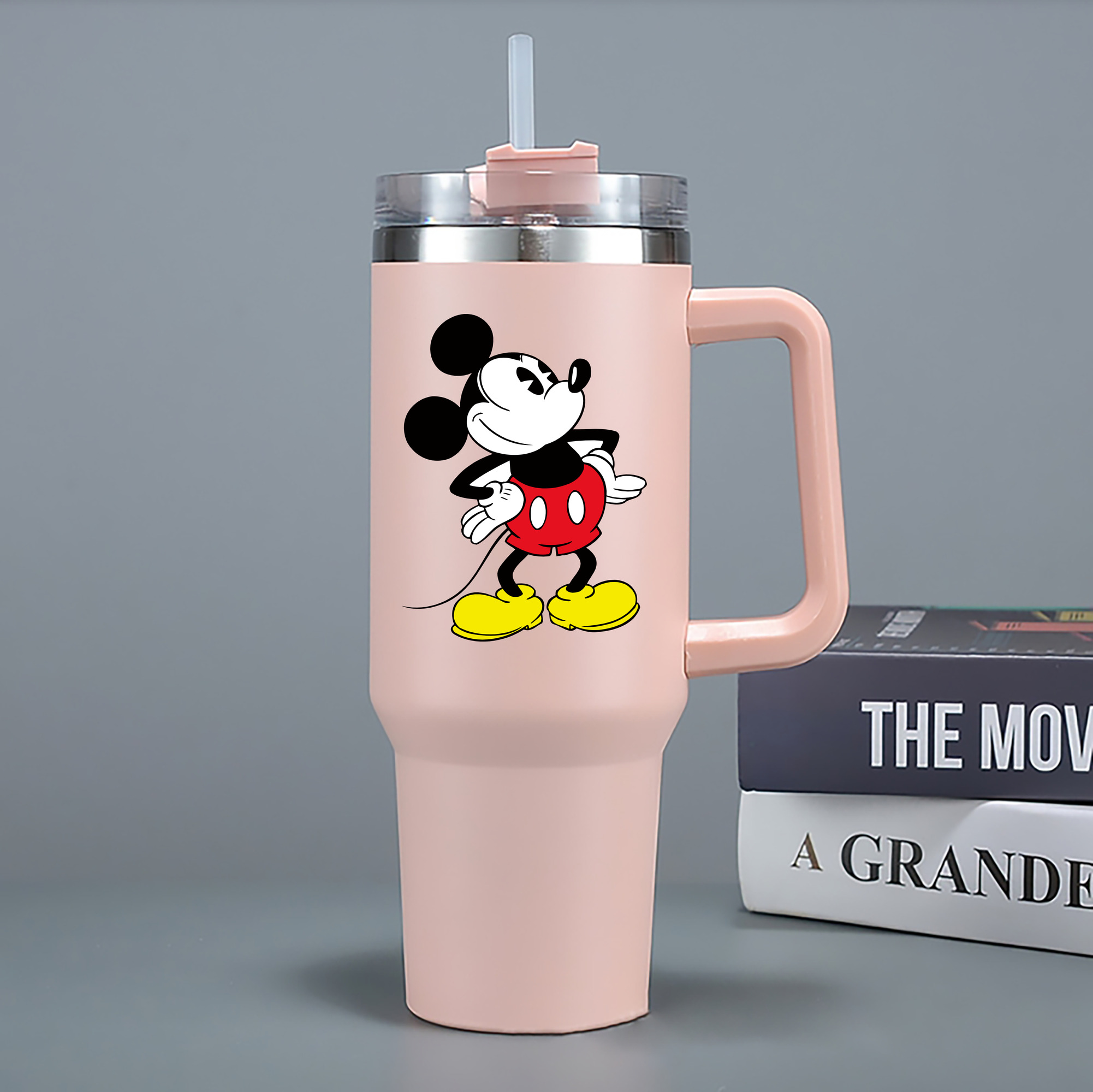 （画像用） ミッキーマウス Mickey Mouse 1200mL車用タンブラー - クリスタルステッカー（プラスチックストロー付き）